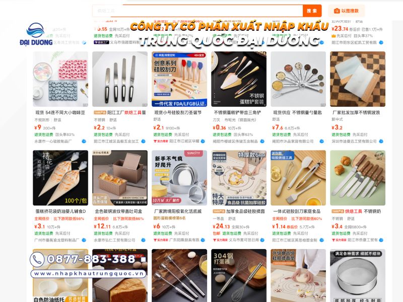 Mua dụng cụ làm bánh từ Trung Quốc