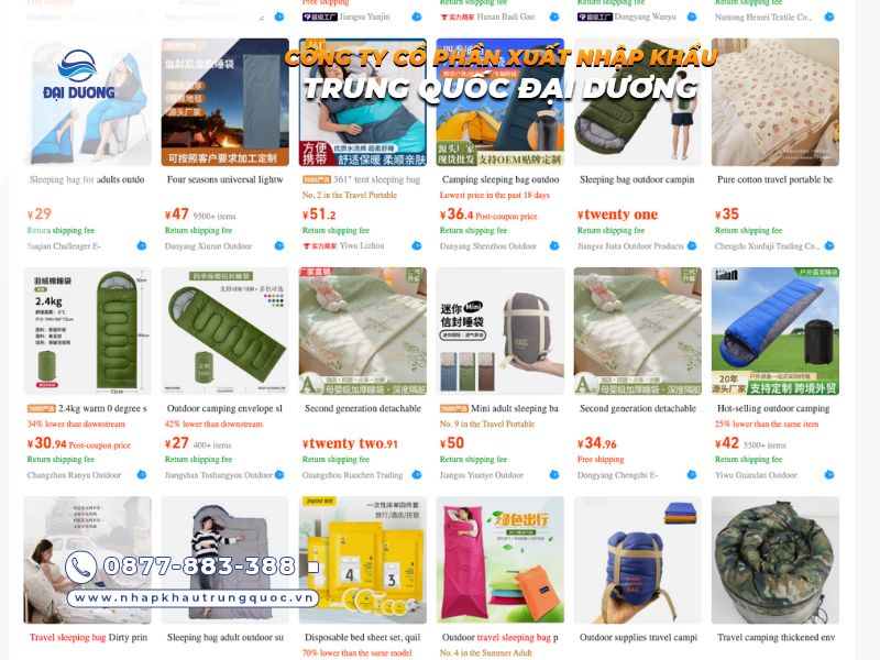 Nguồn hàng túi ngủ từ Trung Quốc