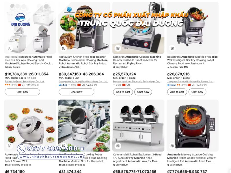 Nguồn hàng máy rang cơm xào rau Trung Quốc trên Alibaba