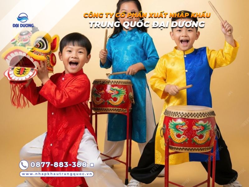 Trống múa lân Trung Thu cho bé từ Trung Quốc